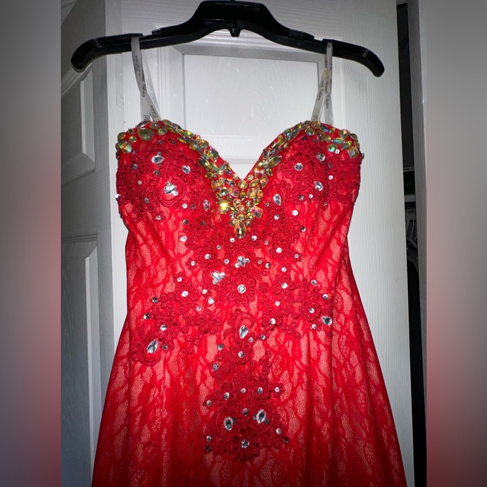 Princess collection bridal and formal strapless red dress. Size 6